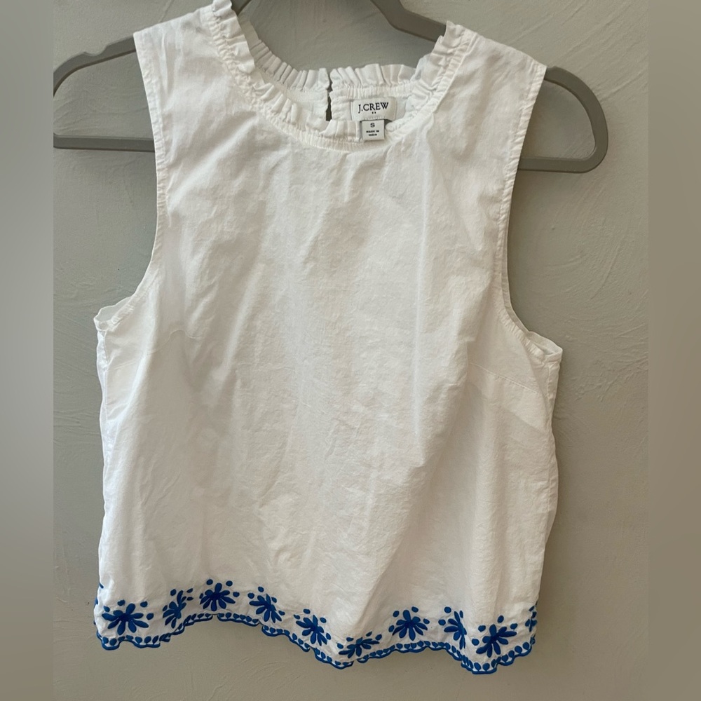 J.crew embroidered blue flower top